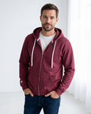 Buzo abierto con capota Hombre Vinotinto Granate